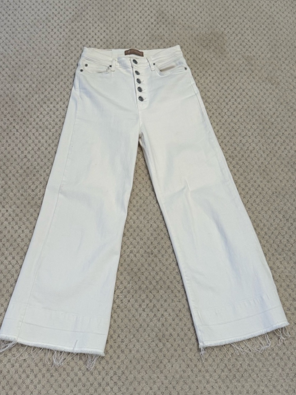 7 For All Mankind Lux Vintage Jo High-Rise Wide-Leg White Jeans